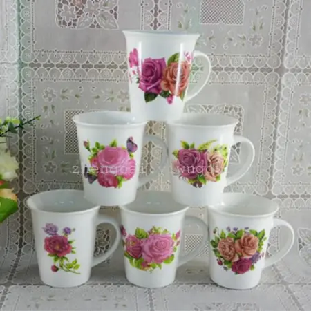 Ceramic cups, enameled flower cups, white porcelain cups, stock cups Ceramic cups, enameled flower cups, white porcelain cups, stock cups